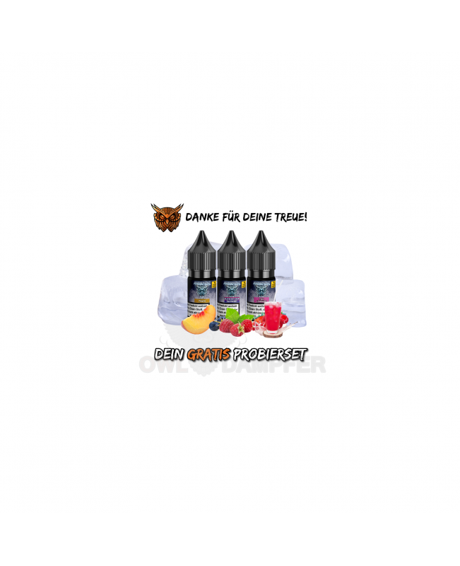 GRATIS: Dampffertige Liquids Probierset 3 Sorten Nikotinsalz (Frozen OWL) 10 mg