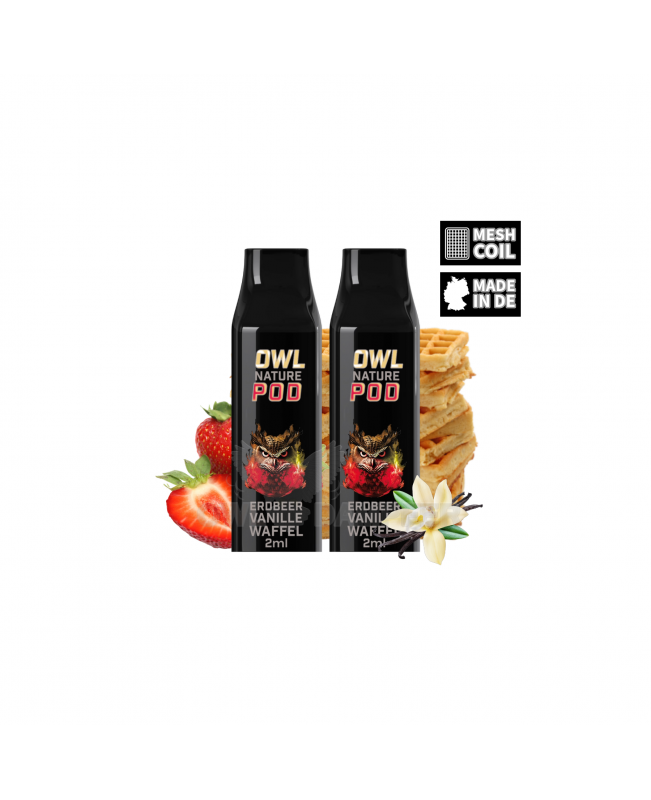 OWL Nature Pod Erdbeer Vanille Waffel Nikotinsalzliquid Tank Doppelset